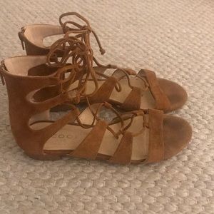 Camel suede sandals